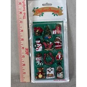 Vintage Miniature Christmas Ornaments Set, Unused Holiday Decorations